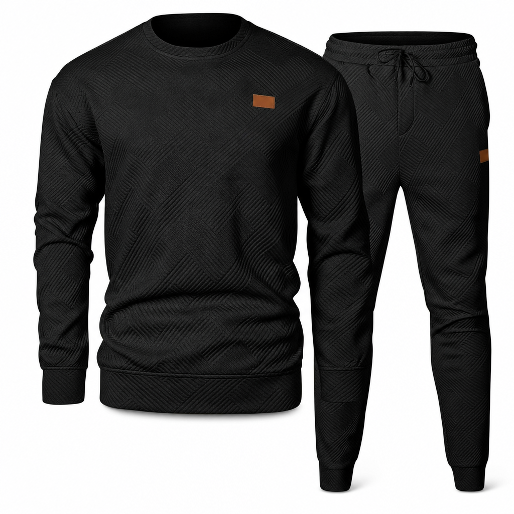 ⏰ Seasonal changeover sale: 50% off – quality at half the price! ✨Men's Casual Knitwear Set Autumn Winter Crew Neck Jacquard Knit Sweater Suit