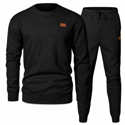 ⏰ Seasonal changeover sale: 50% off – quality at half the price! ✨Men's Casual Knitwear Set Autumn Winter Crew Neck Jacquard Knit Sweater Suit