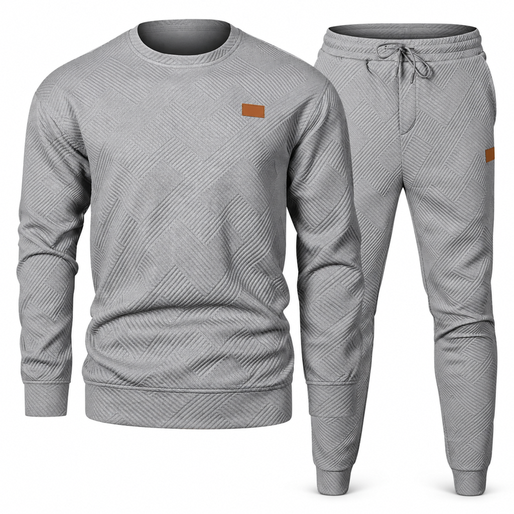 ⏰ Seasonal changeover sale: 50% off – quality at half the price! ✨Men's Casual Knitwear Set Autumn Winter Crew Neck Jacquard Knit Sweater Suit