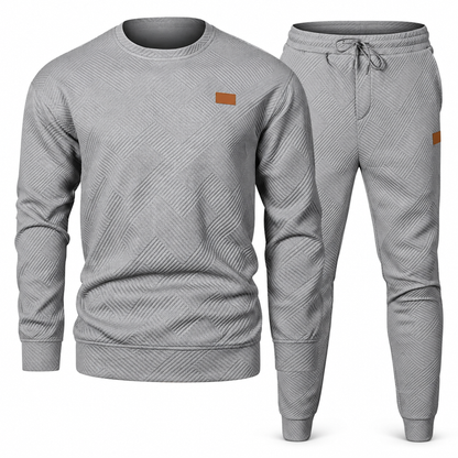 ⏰ Seasonal changeover sale: 50% off – quality at half the price! ✨Men's Casual Knitwear Set Autumn Winter Crew Neck Jacquard Knit Sweater Suit