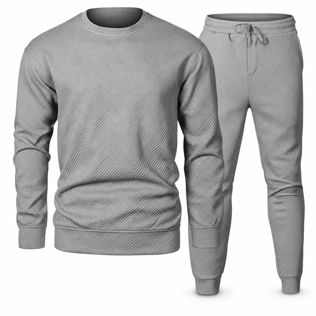 ⏰ Seasonal changeover sale: 50% off – quality at half the price! ✨Men's Casual Knitwear Set Autumn Winter Crew Neck Jacquard Knit Sweater Suit