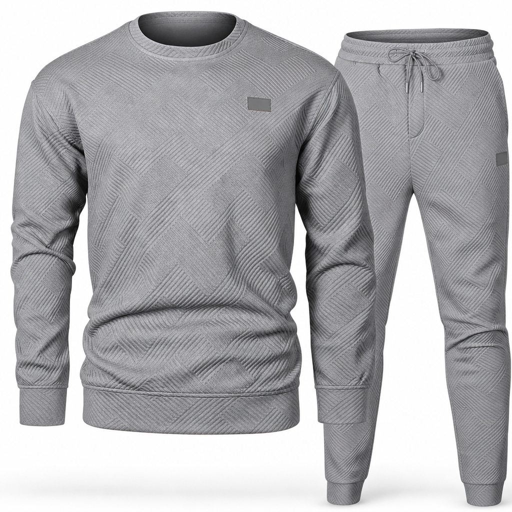 ⏰ Seasonal changeover sale: 50% off – quality at half the price! ✨Men's Casual Knitwear Set Autumn Winter Crew Neck Jacquard Knit Sweater Suit