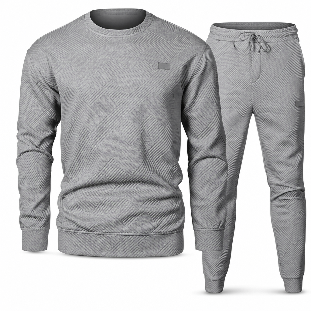 ⏰ Seasonal changeover sale: 50% off – quality at half the price! ✨Men's Casual Knitwear Set Autumn Winter Crew Neck Jacquard Knit Sweater Suit
