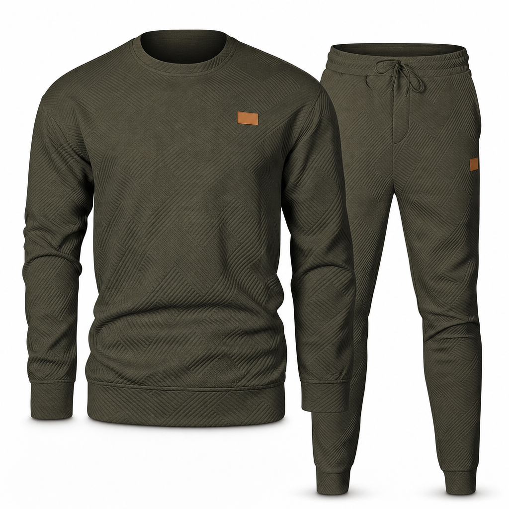 ⏰ Seasonal changeover sale: 50% off – quality at half the price! ✨Men's Casual Knitwear Set Autumn Winter Crew Neck Jacquard Knit Sweater Suit
