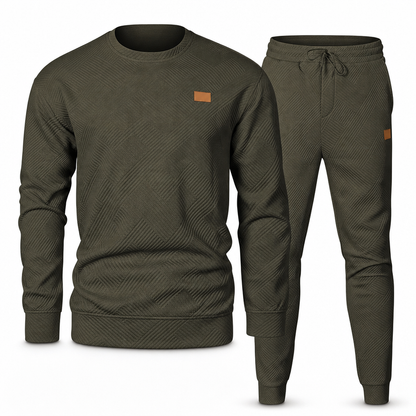 ⏰ Seasonal changeover sale: 50% off – quality at half the price! ✨Men's Casual Knitwear Set Autumn Winter Crew Neck Jacquard Knit Sweater Suit