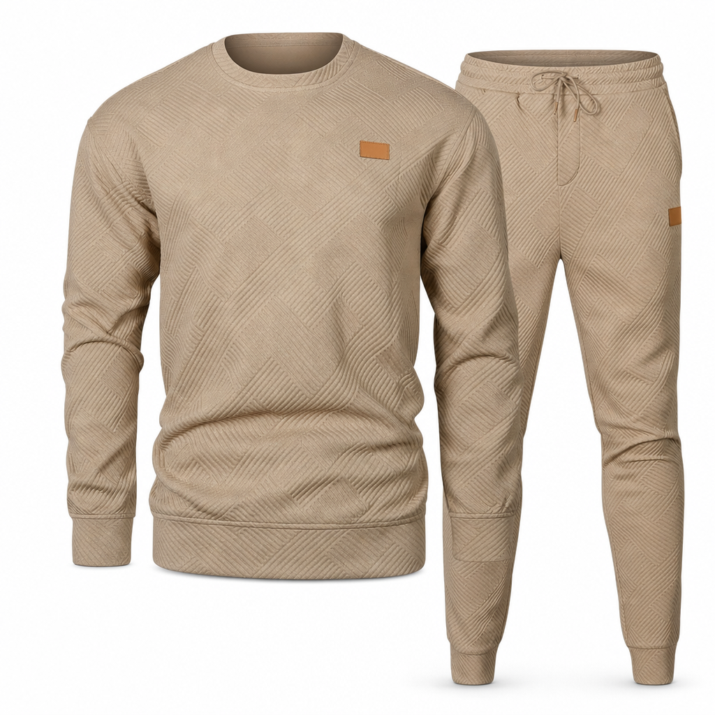 ⏰ Seasonal changeover sale: 50% off – quality at half the price! ✨Men's Casual Knitwear Set Autumn Winter Crew Neck Jacquard Knit Sweater Suit