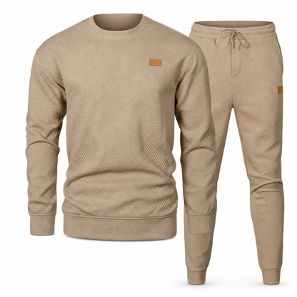 ⏰ Seasonal changeover sale: 50% off – quality at half the price! ✨Men's Casual Knitwear Set Autumn Winter Crew Neck Jacquard Knit Sweater Suit