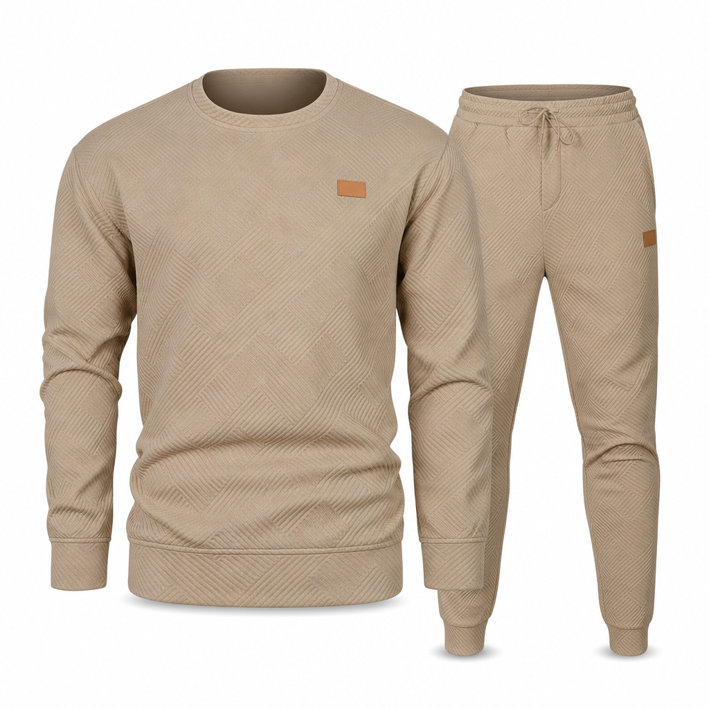 ⏰ Seasonal changeover sale: 50% off – quality at half the price! ✨Men's Casual Knitwear Set Autumn Winter Crew Neck Jacquard Knit Sweater Suit