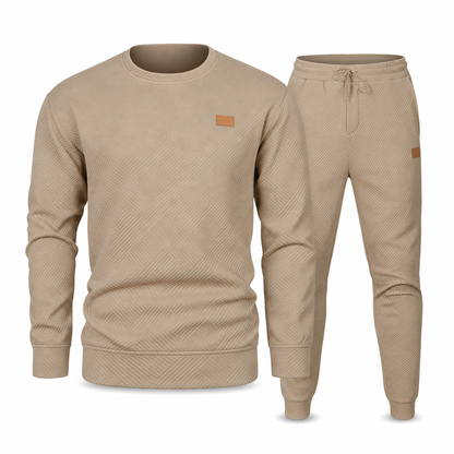 ⏰ Seasonal changeover sale: 50% off – quality at half the price! ✨Men's Casual Knitwear Set Autumn Winter Crew Neck Jacquard Knit Sweater Suit