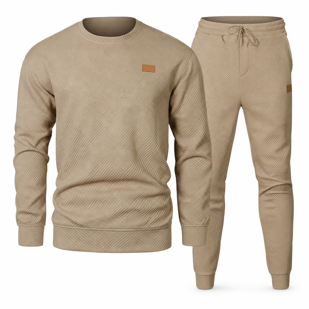 ⏰ Seasonal changeover sale: 50% off – quality at half the price! ✨Men's Casual Knitwear Set Autumn Winter Crew Neck Jacquard Knit Sweater Suit