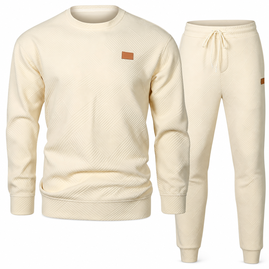 ⏰ Seasonal changeover sale: 50% off – quality at half the price! ✨Men's Casual Knitwear Set Autumn Winter Crew Neck Jacquard Knit Sweater Suit