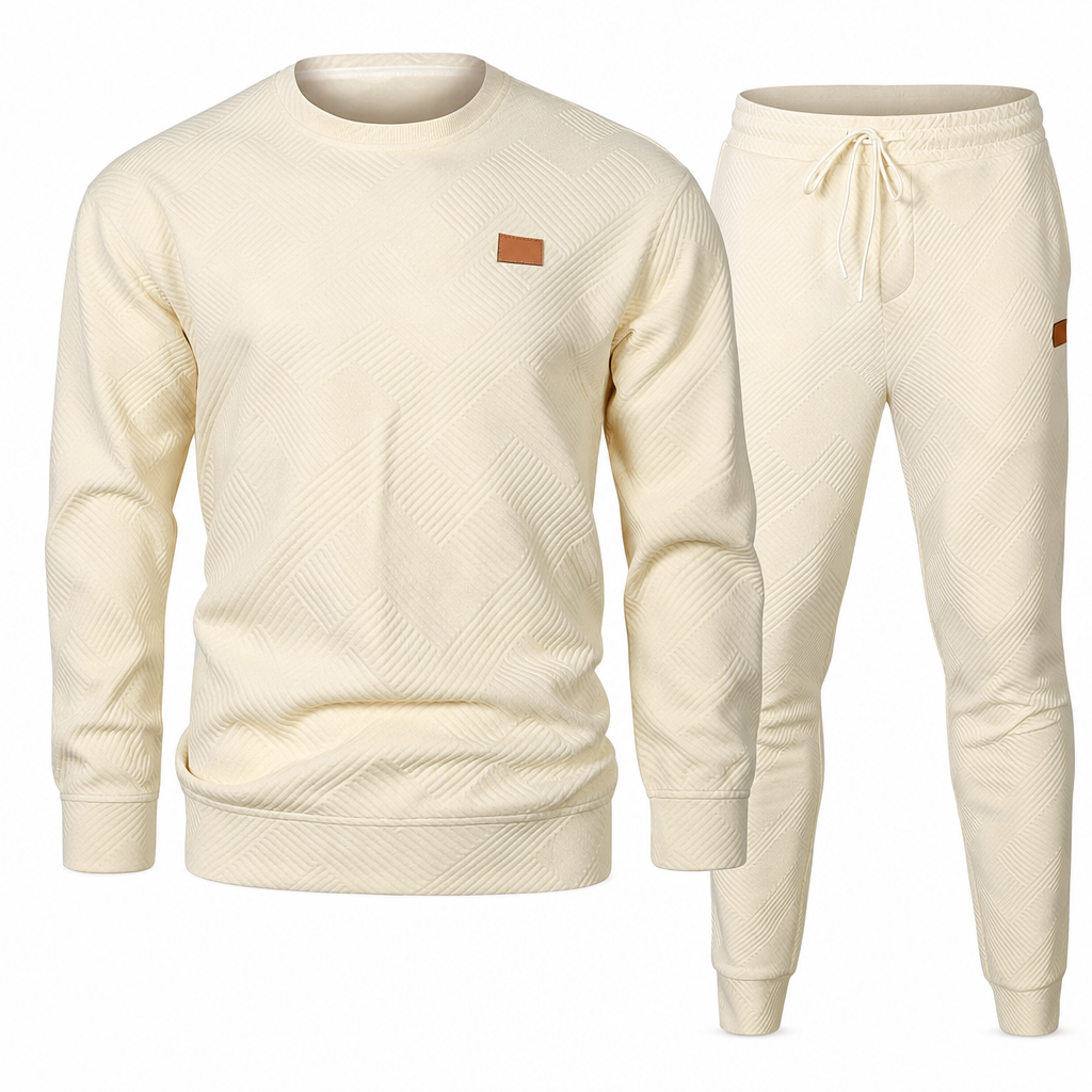 ⏰ Seasonal changeover sale: 50% off – quality at half the price! ✨Men's Casual Knitwear Set Autumn Winter Crew Neck Jacquard Knit Sweater Suit