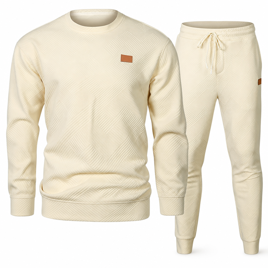 ⏰ Seasonal changeover sale: 50% off – quality at half the price! ✨Men's Casual Knitwear Set Autumn Winter Crew Neck Jacquard Knit Sweater Suit