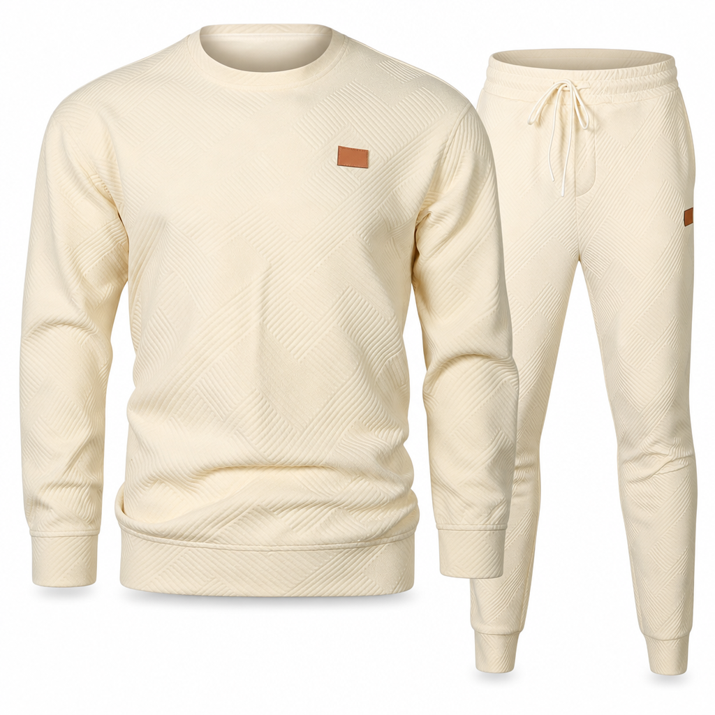 ⏰ Seasonal changeover sale: 50% off – quality at half the price! ✨Men's Casual Knitwear Set Autumn Winter Crew Neck Jacquard Knit Sweater Suit