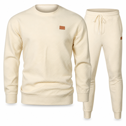 ⏰ Seasonal changeover sale: 50% off – quality at half the price! ✨Men's Casual Knitwear Set Autumn Winter Crew Neck Jacquard Knit Sweater Suit