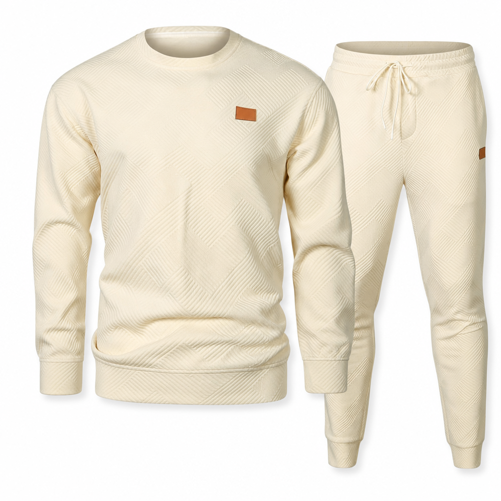 ⏰ Seasonal changeover sale: 50% off – quality at half the price! ✨Men's Casual Knitwear Set Autumn Winter Crew Neck Jacquard Knit Sweater Suit