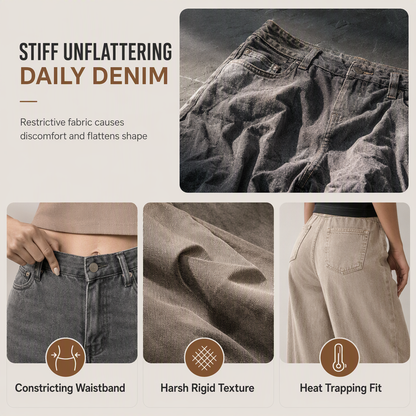 ✨Limited stock available, don’t miss out!🎉Women's Loose Fit Wide Leg Straight Leg Denim Cropped Jeans