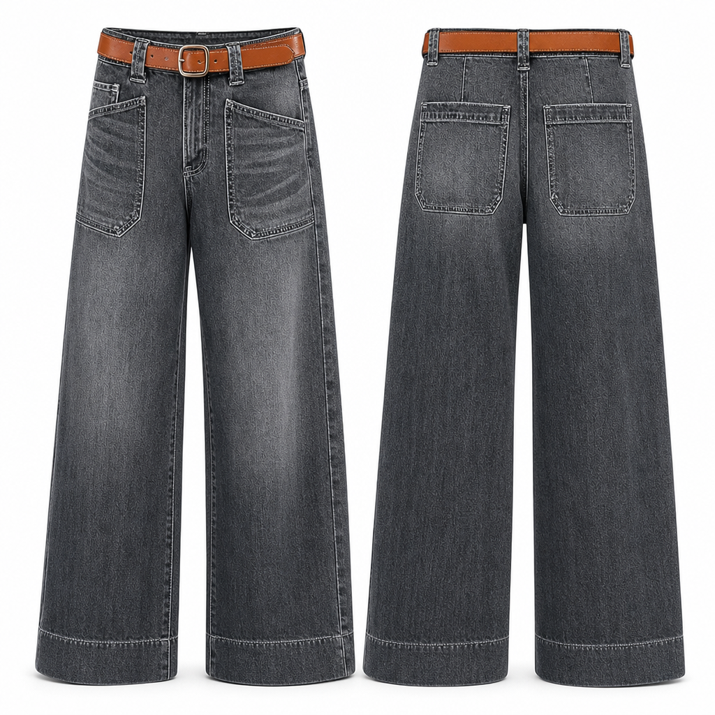 ✨Limited stock available, don’t miss out!🎉Women's Loose Fit Wide Leg Straight Leg Denim Cropped Jeans