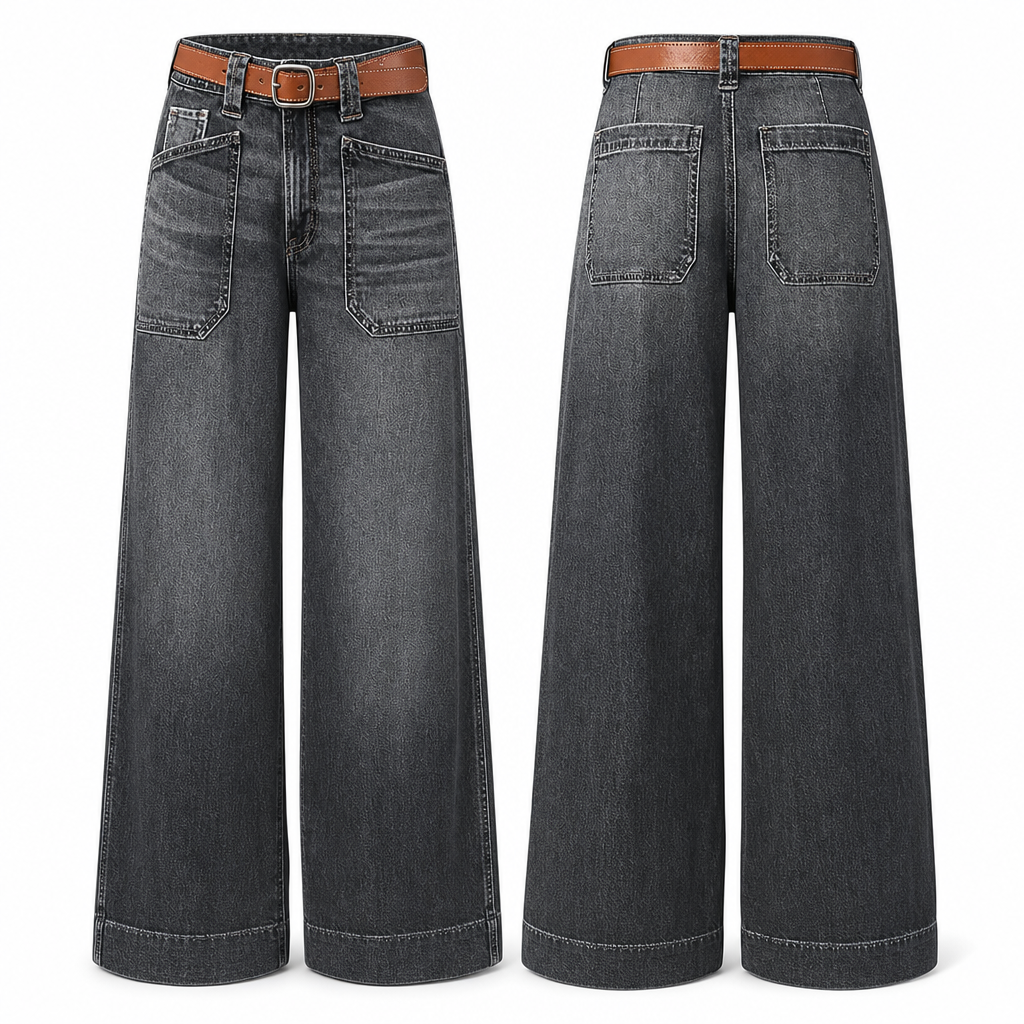 ✨Limited stock available, don’t miss out!🎉Women's Loose Fit Wide Leg Straight Leg Denim Cropped Jeans