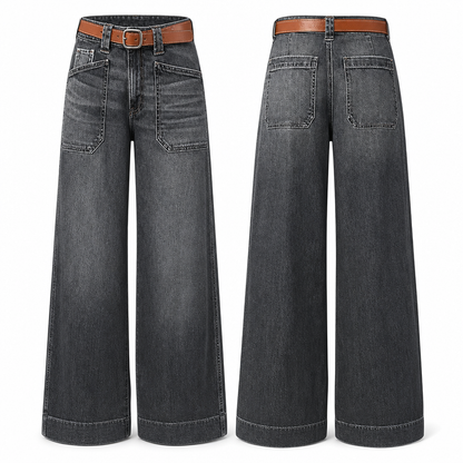 ✨Limited stock available, don’t miss out!🎉Women's Loose Fit Wide Leg Straight Leg Denim Cropped Jeans