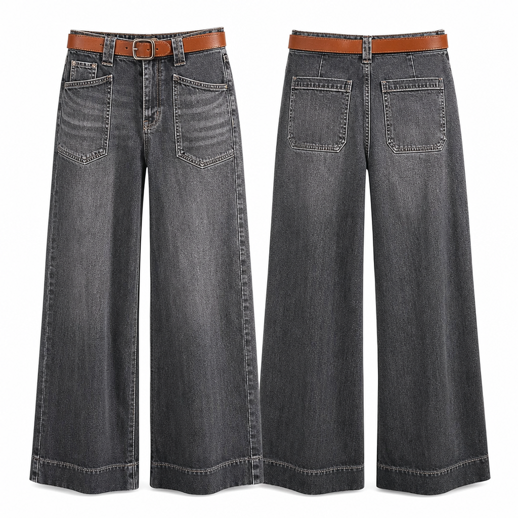 ✨Limited stock available, don’t miss out!🎉Women's Loose Fit Wide Leg Straight Leg Denim Cropped Jeans