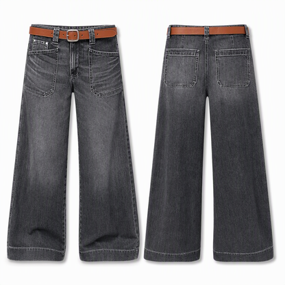 ✨Limited stock available, don’t miss out!🎉Women's Loose Fit Wide Leg Straight Leg Denim Cropped Jeans