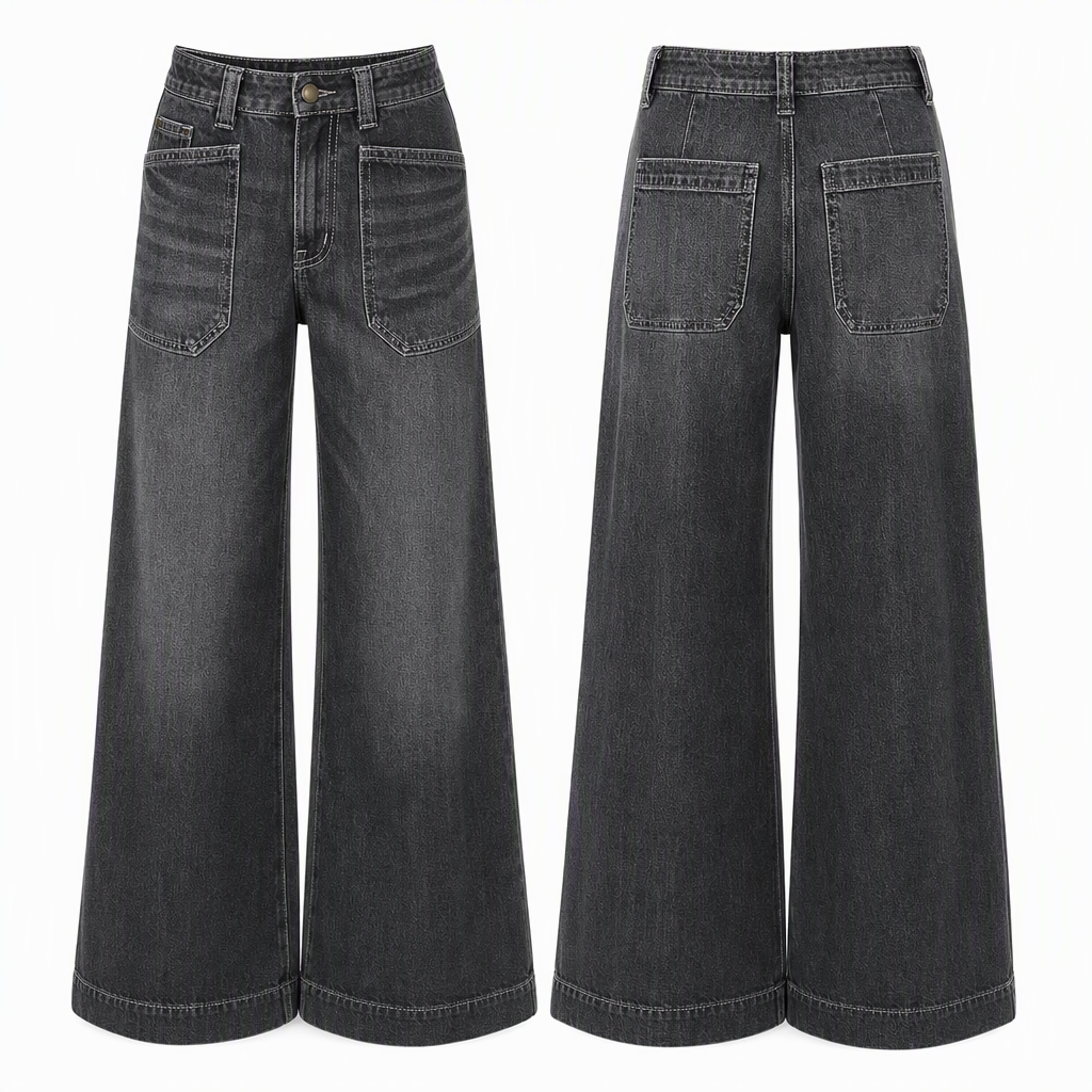 ✨Limited stock available, don’t miss out!🎉Women's Loose Fit Wide Leg Straight Leg Denim Cropped Jeans
