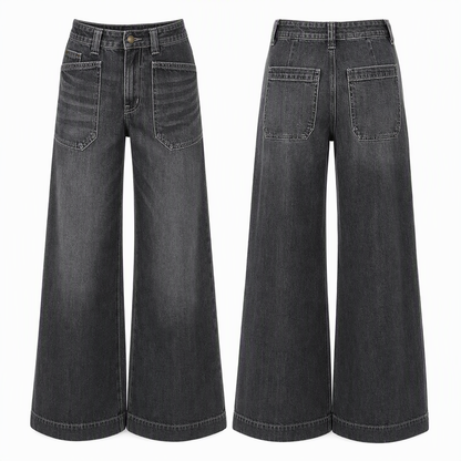 ✨Limited stock available, don’t miss out!🎉Women's Loose Fit Wide Leg Straight Leg Denim Cropped Jeans