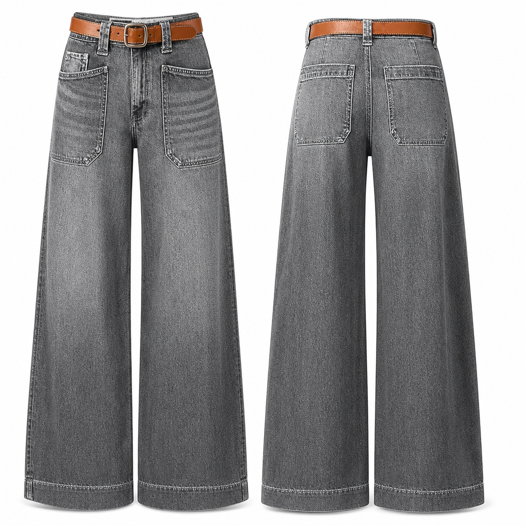 ✨Limited stock available, don’t miss out!🎉Women's Loose Fit Wide Leg Straight Leg Denim Cropped Jeans