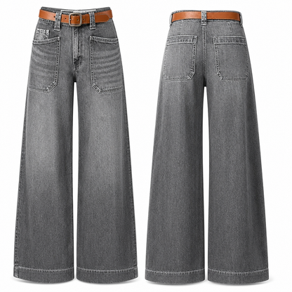 ✨Limited stock available, don’t miss out!🎉Women's Loose Fit Wide Leg Straight Leg Denim Cropped Jeans