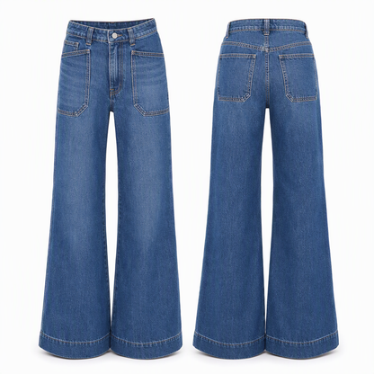 ✨Limited stock available, don’t miss out!🎉Women's Loose Fit Wide Leg Straight Leg Denim Cropped Jeans