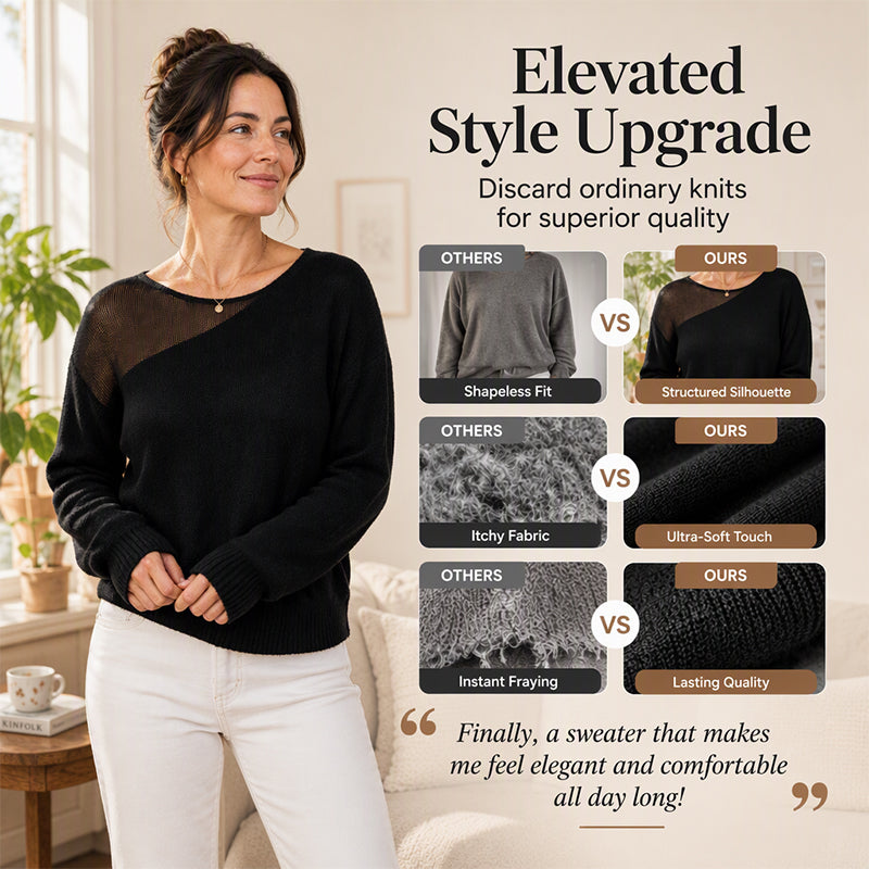 ⏰ Last Day of the Sale – 50% OFF ✨Women's Faux Mink Sweater with Mesh Patchwork