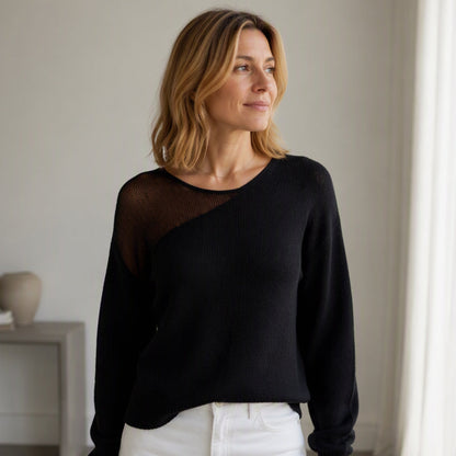 ⏰ Last Day of the Sale – 50% OFF ✨Women's Faux Mink Sweater with Mesh Patchwork