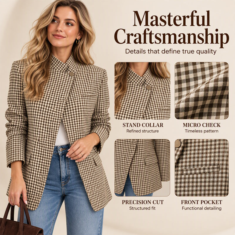⏰ Last Day of the Sale – 50% OFF ✨Women's Chic Brown Small Plaid Jacket