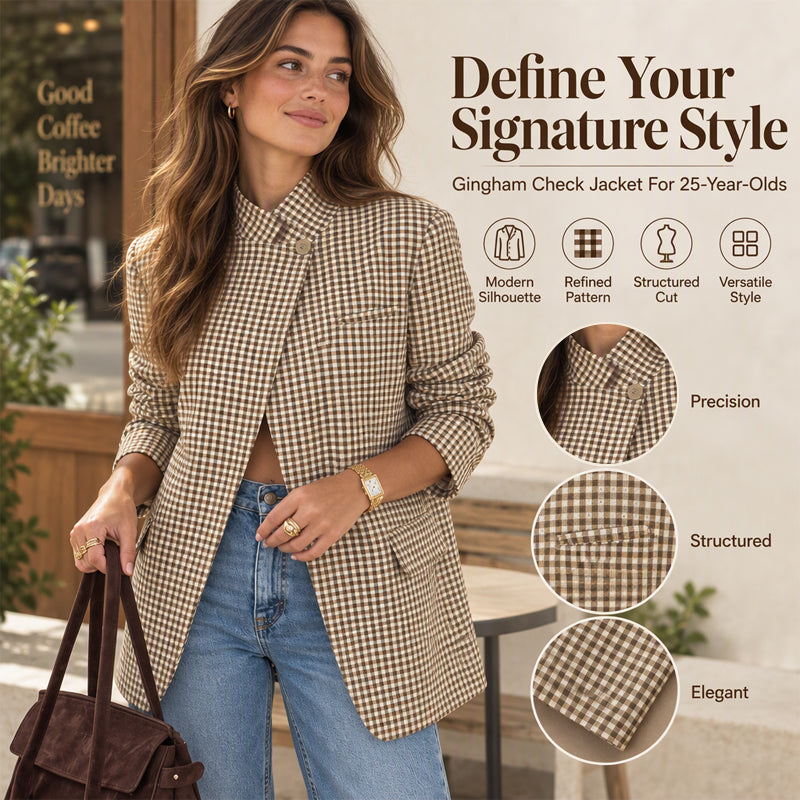 ⏰ Last Day of the Sale – 50% OFF ✨Women's Chic Brown Small Plaid Jacket