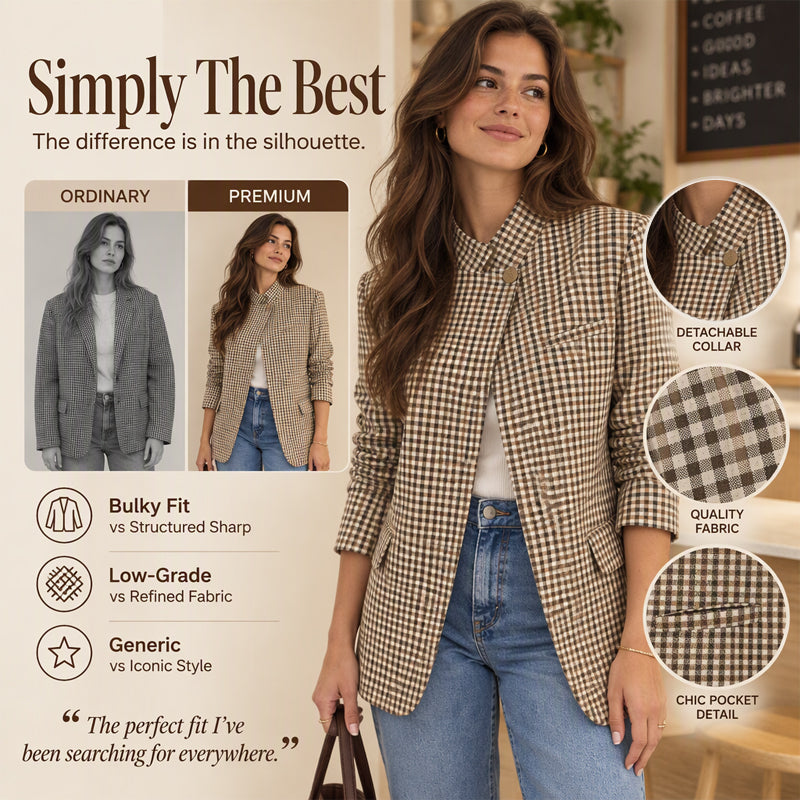⏰ Last Day of the Sale – 50% OFF ✨Women's Chic Brown Small Plaid Jacket