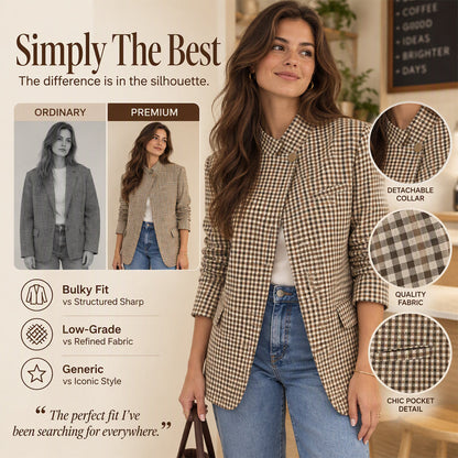 ⏰ Last Day of the Sale – 50% OFF ✨Women's Chic Brown Small Plaid Jacket