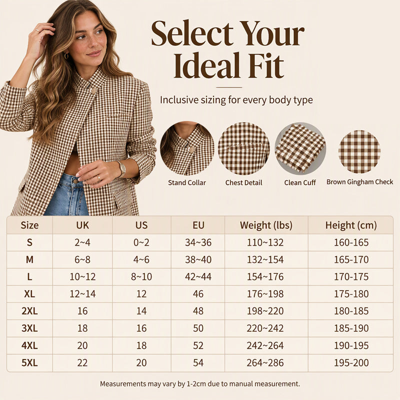⏰ Last Day of the Sale – 50% OFF ✨Women's Chic Brown Small Plaid Jacket