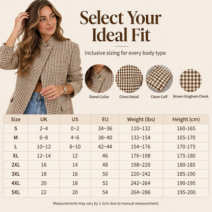 ⏰ Last Day of the Sale – 50% OFF ✨Women's Chic Brown Small Plaid Jacket