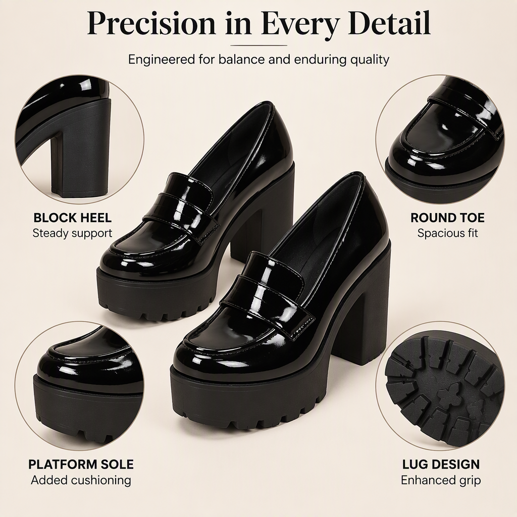 ⏰ Last Day of the Sale – 50% OFF ✨Women's Chunky Heel Platform Loafers