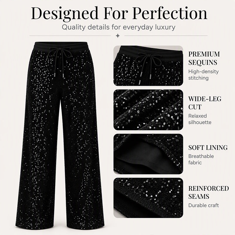 ✨Limited stock available, don’t miss out!🎉Women's Sparkling Sequin Wide-Leg Pants
