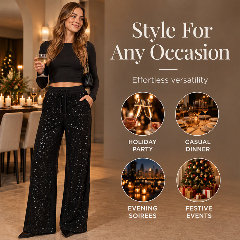 ✨Limited stock available, don’t miss out!🎉Women's Sparkling Sequin Wide-Leg Pants
