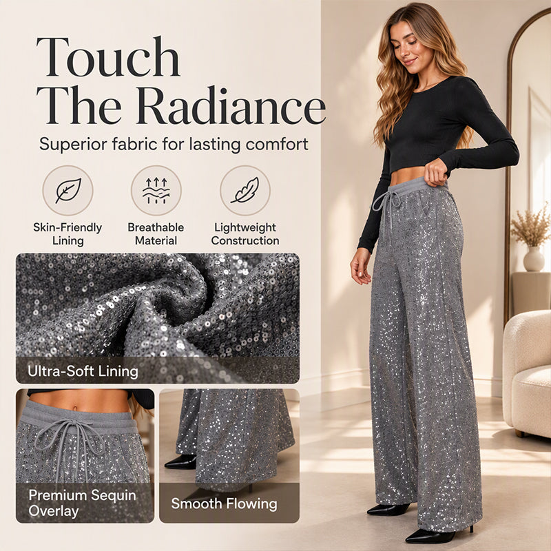 ✨Limited stock available, don’t miss out!🎉Women's Sparkling Sequin Wide-Leg Pants