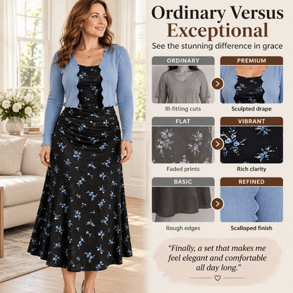 ⏰ Seasonal changeover sale: 50% off – quality at half the price! ✨Women's Floral Slip Dress & Crop Knit Cardigan Set