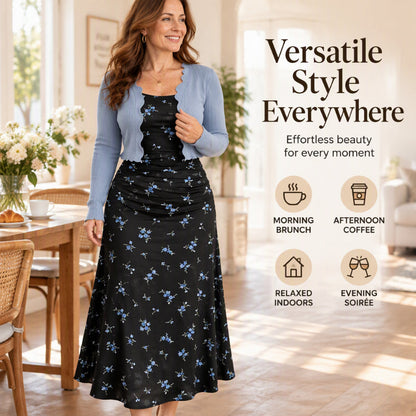 ⏰ Seasonal changeover sale: 50% off – quality at half the price! ✨Women's Floral Slip Dress & Crop Knit Cardigan Set