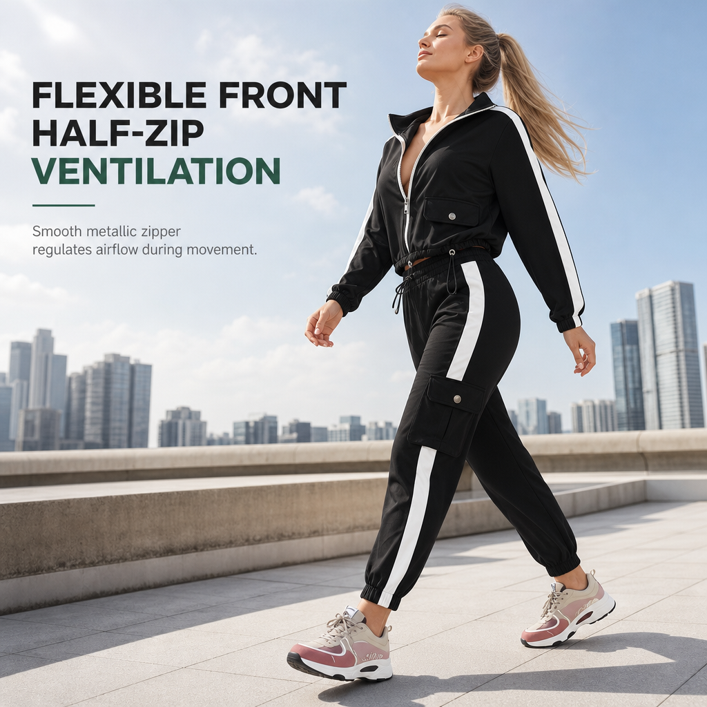 ⏰ Seasonal changeover sale: 50% off – quality at half the price! ✨Women Casual 2 Piece Outfit Zip Up Hooded Long Sleeve and Cargo Jogger Pants with Pockets