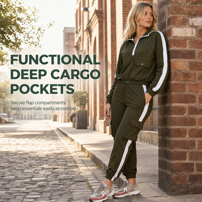 ⏰ Seasonal changeover sale: 50% off – quality at half the price! ✨Women Casual 2 Piece Outfit Zip Up Hooded Long Sleeve and Cargo Jogger Pants with Pockets