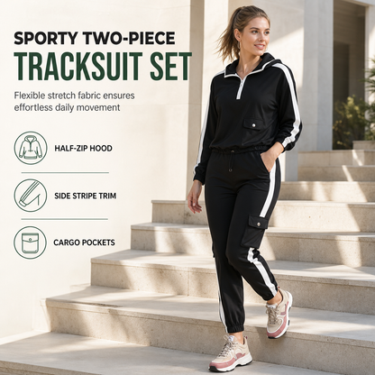 ⏰ Seasonal changeover sale: 50% off – quality at half the price! ✨Women Casual 2 Piece Outfit Zip Up Hooded Long Sleeve and Cargo Jogger Pants with Pockets
