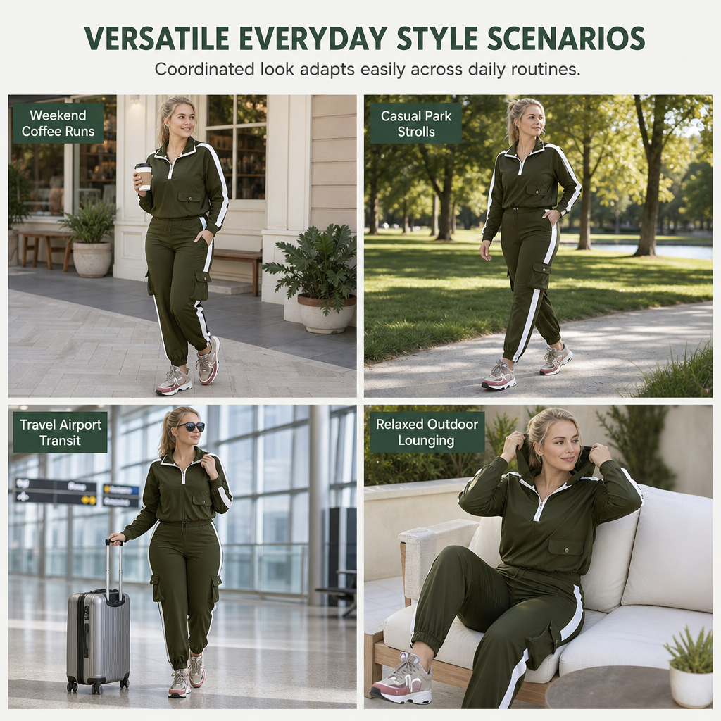 ⏰ Seasonal changeover sale: 50% off – quality at half the price! ✨Women Casual 2 Piece Outfit Zip Up Hooded Long Sleeve and Cargo Jogger Pants with Pockets