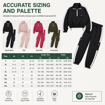 ⏰ Seasonal changeover sale: 50% off – quality at half the price! ✨Women Casual 2 Piece Outfit Zip Up Hooded Long Sleeve and Cargo Jogger Pants with Pockets